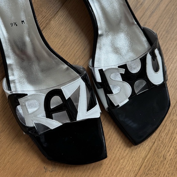 Stuart Weitzman Custom CRAZY 4SHUZ Slides - Ladies 9.5 - Black & White - NWOT - Picture 6 of 12